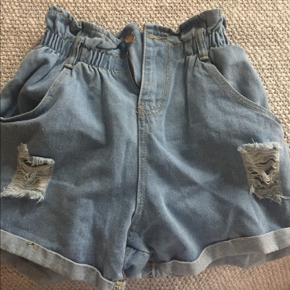 elastic waistband jean shorts